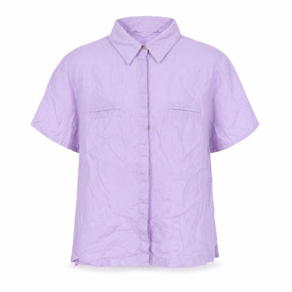 Preworn Boys Purple Linen Basic Button-Up Size M Collared Button