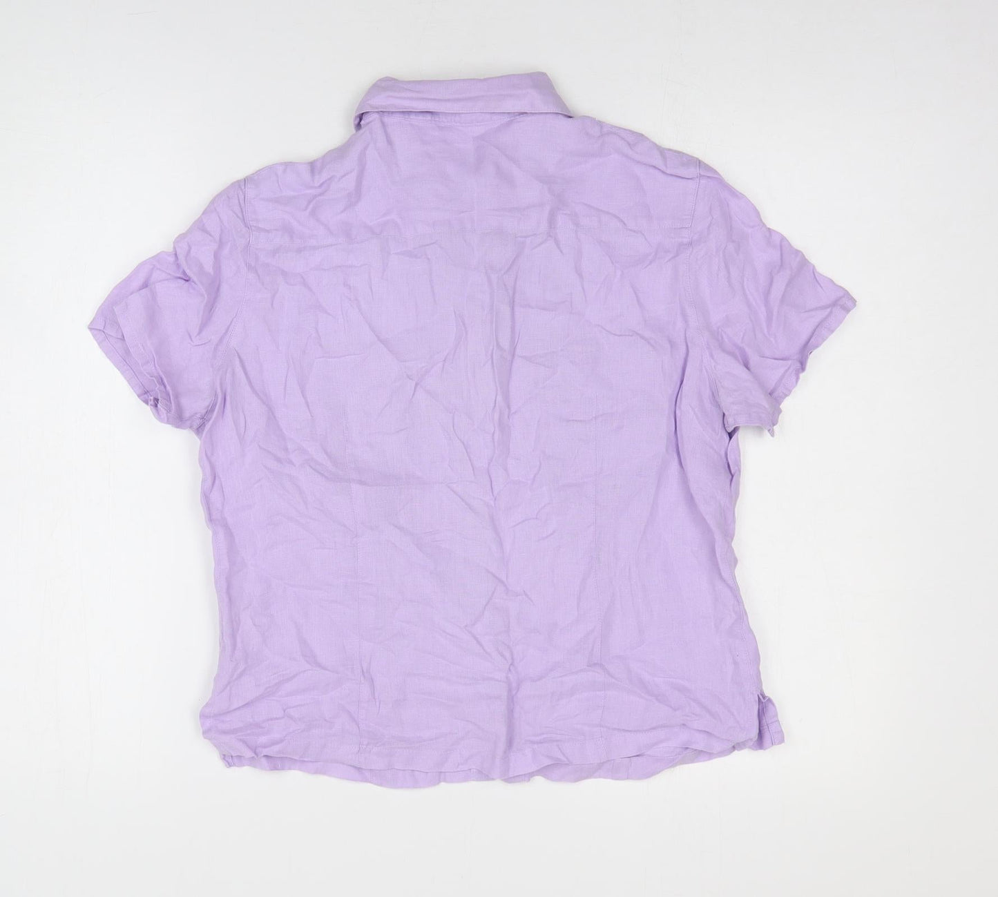 Preworn Boys Purple Linen Basic Button-Up Size M Collared Button
