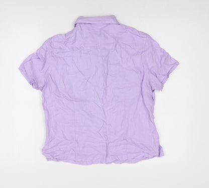 Preworn Boys Purple Linen Basic Button-Up Size M Collared Button