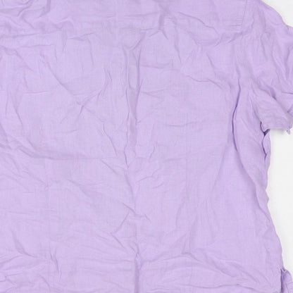 Preworn Boys Purple Linen Basic Button-Up Size M Collared Button