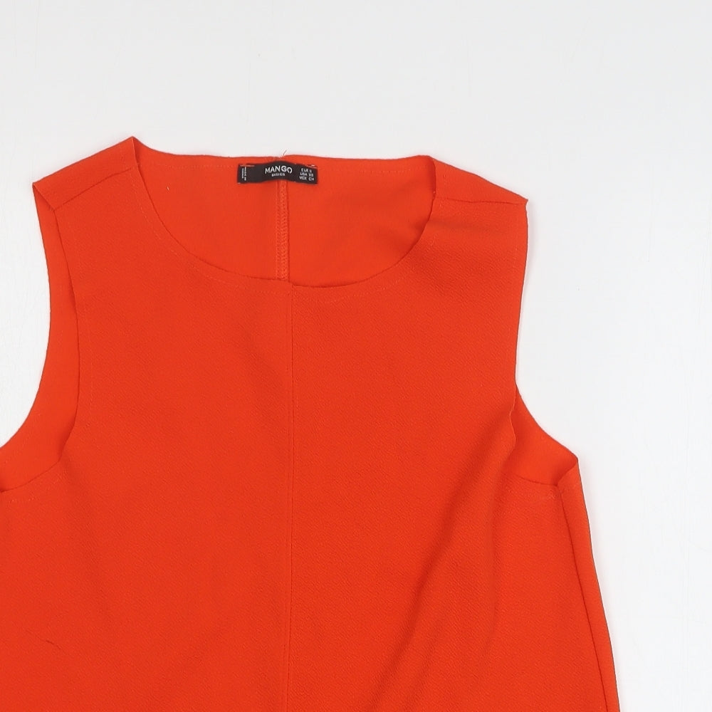 Mango Womens Orange Polyester Basic Tank Size S Boat Neck