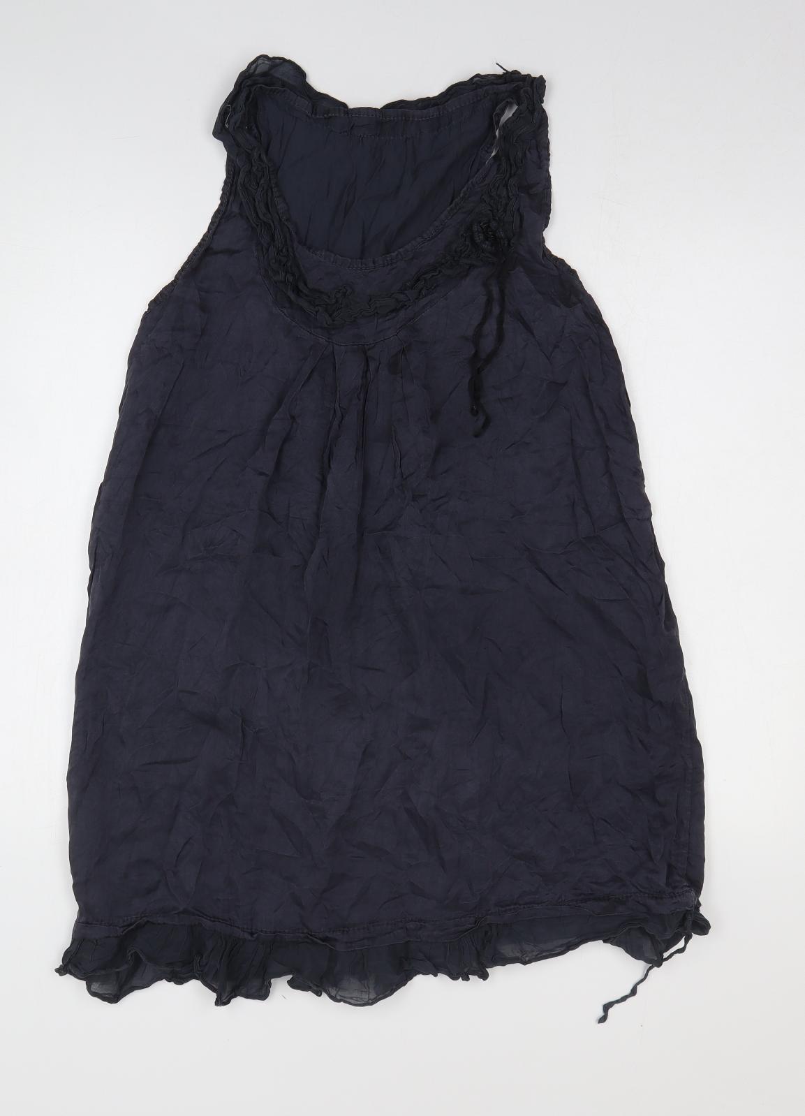 Preworn Womens Black Polyester Tank Dress Size L Boat Neck Pullover