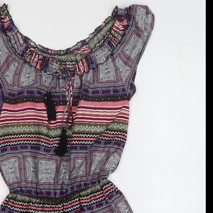 Primark Womens Multicoloured Geometric Polyester Romper One-Piece Size 6 Pullover