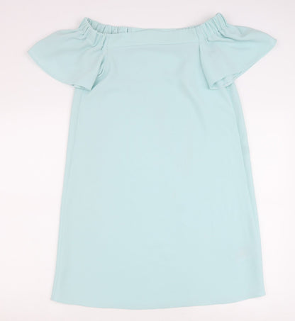 Topshop Womens Green Polyester T-Shirt Dress Size 6 Round Neck Pullover