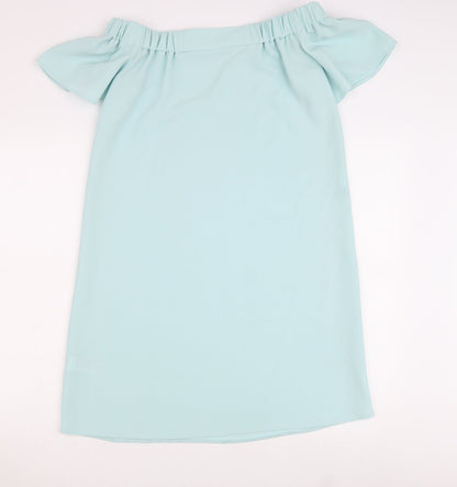 Topshop Womens Green Polyester T-Shirt Dress Size 6 Round Neck Pullover