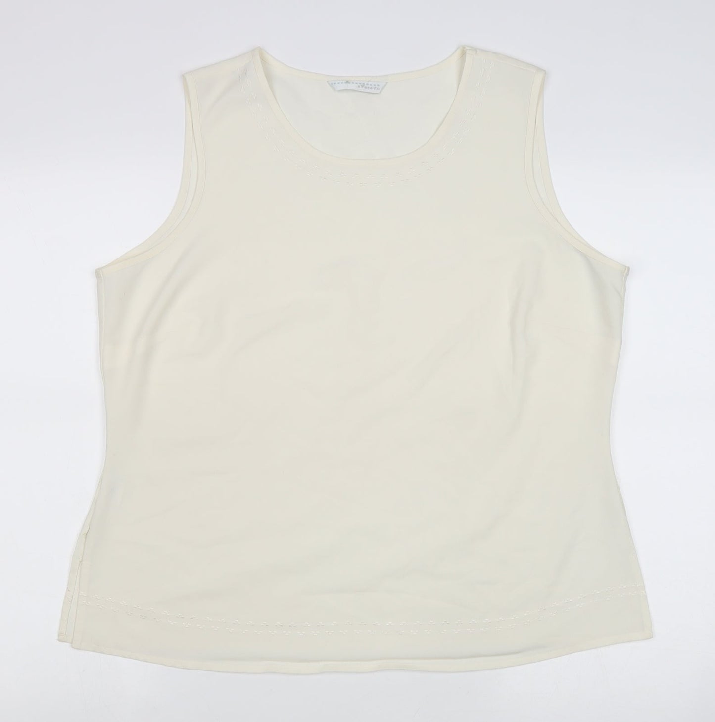 AMARANTO Womens Beige Polyester Basic Tank Size 18 Round Neck