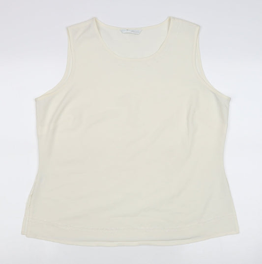 AMARANTO Womens Beige Polyester Basic Tank Size 18 Round Neck