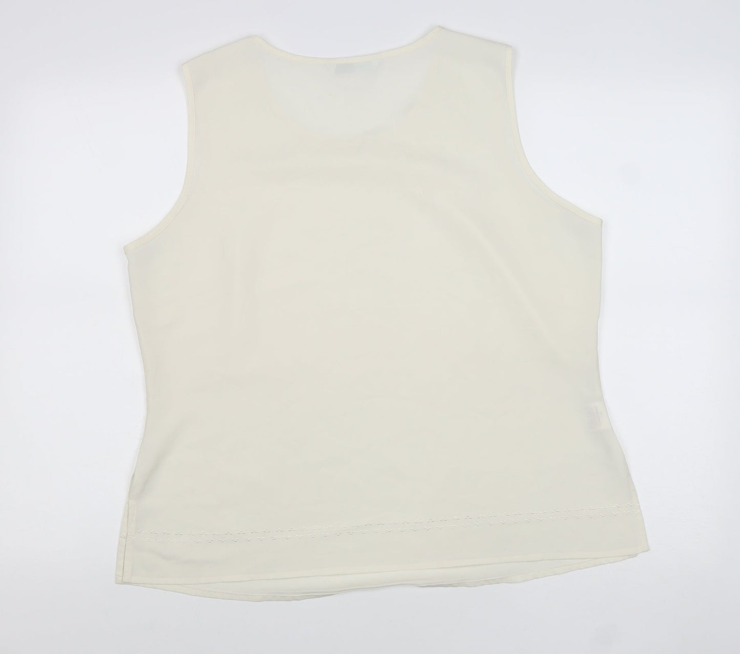 AMARANTO Womens Beige Polyester Basic Tank Size 18 Round Neck