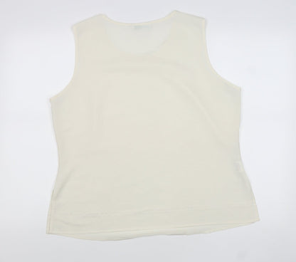 AMARANTO Womens Beige Polyester Basic Tank Size 18 Round Neck