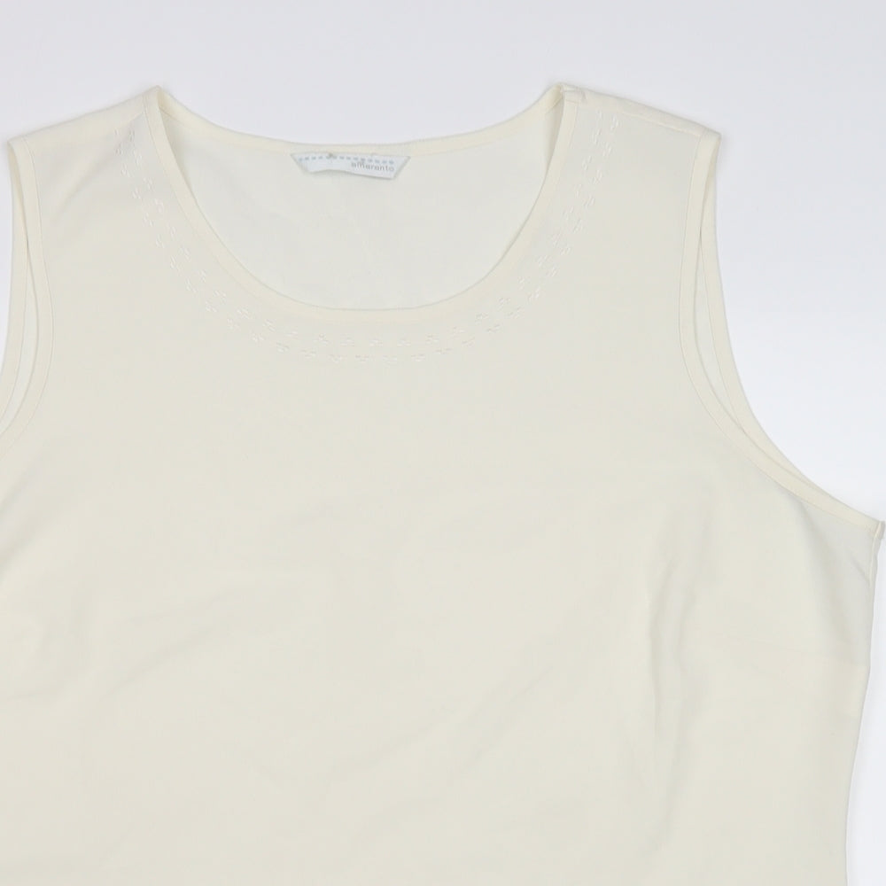 AMARANTO Womens Beige Polyester Basic Tank Size 18 Round Neck