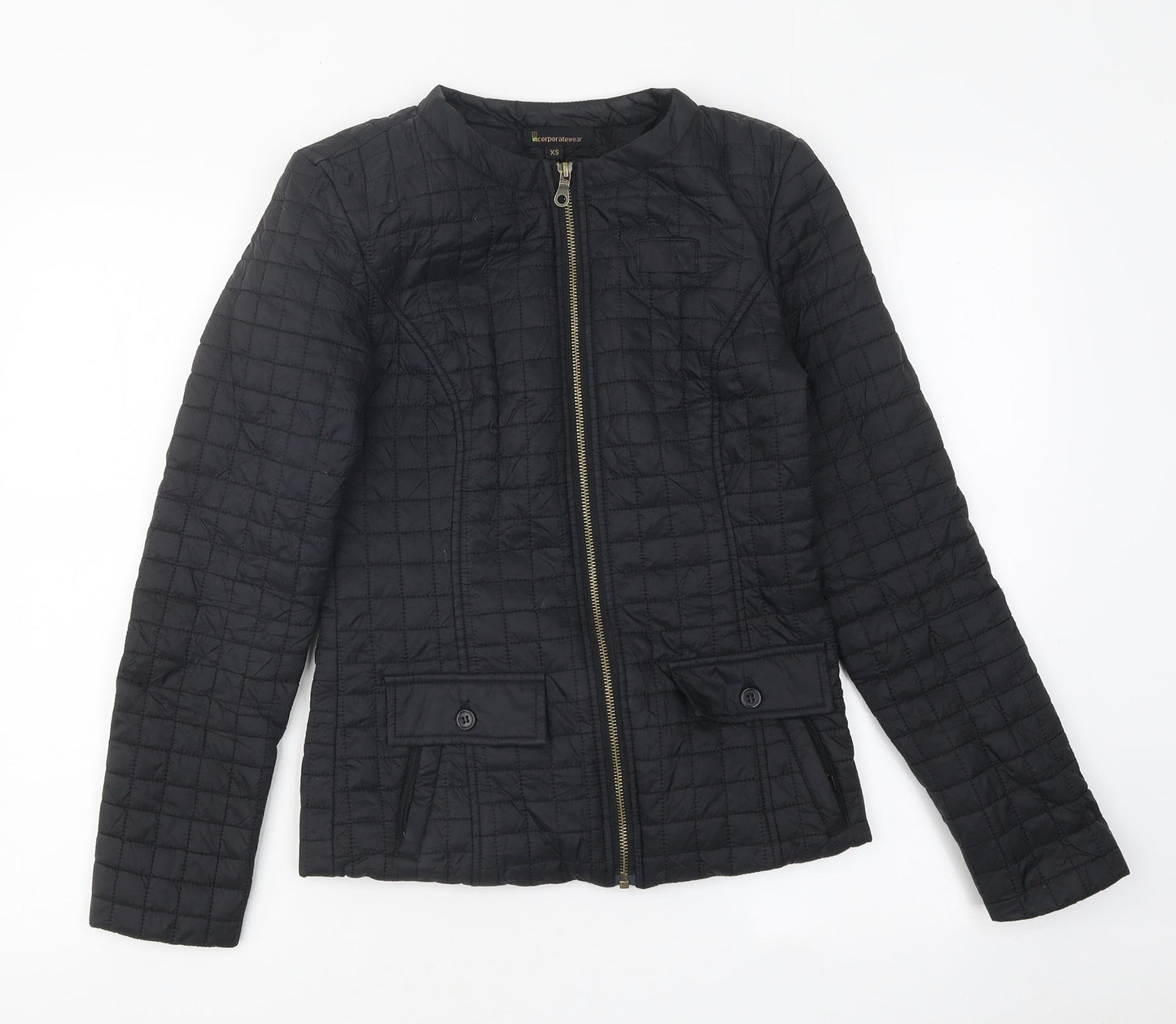 Womens UK Size XS Incorporatewear Black Biker Coat