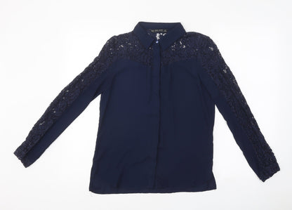 Womens UK Size S Zara Blue Jersey Button-Up