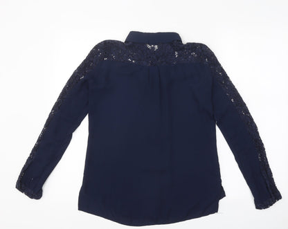 Womens UK Size S Zara Blue Jersey Button-Up