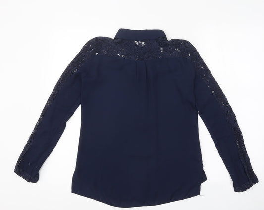Womens UK Size S Zara Blue Jersey Button-Up