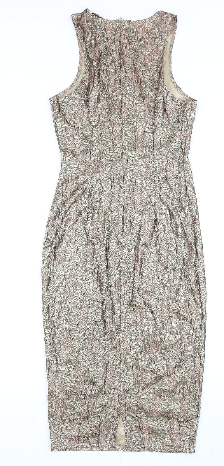 AX Paris Womens Brown Floral Polyester Pencil Dress Size 8 Round Neck Zip