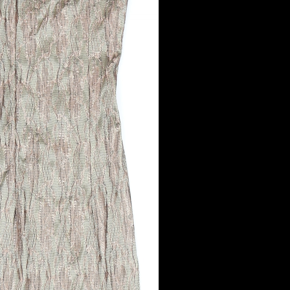 AX Paris Womens Brown Floral Polyester Pencil Dress Size 8 Round Neck Zip