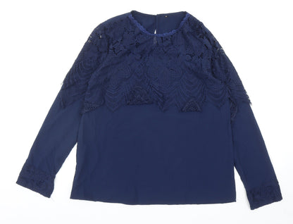 Womens UK Size M Preworn Blue Basic Blouse