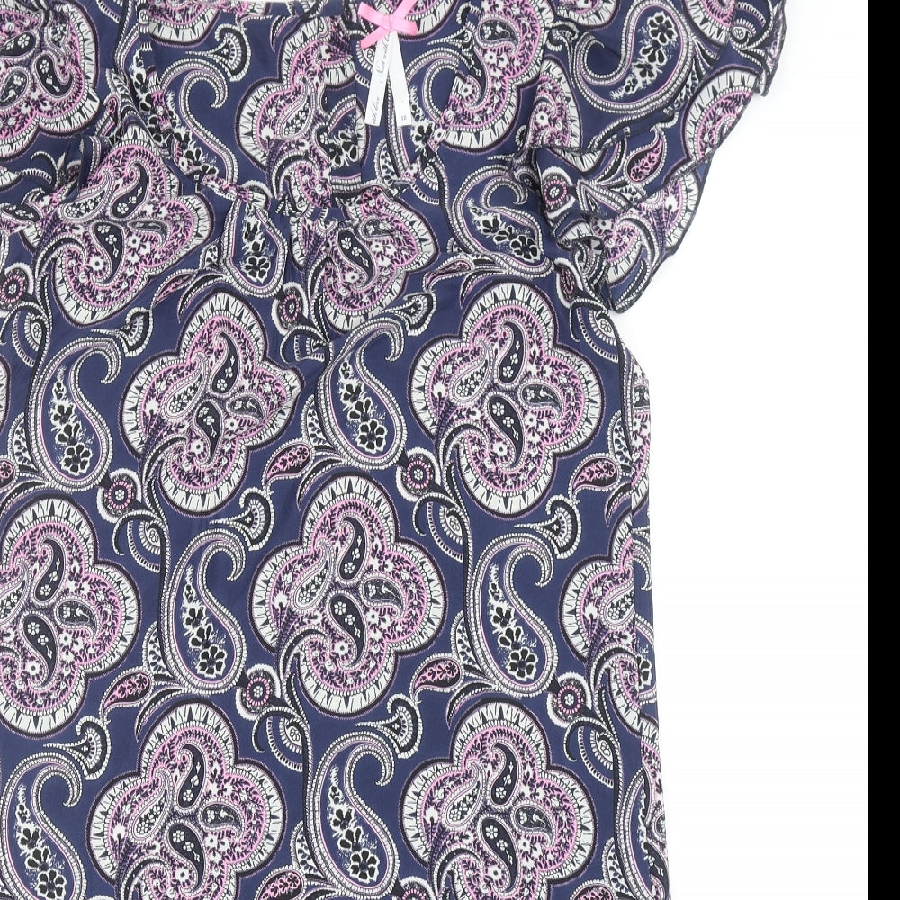 NEXT Womens Blue Paisley Polyester A-Line Size 10 Scoop Neck Button
