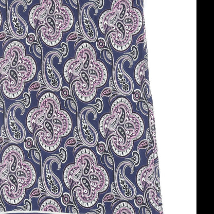 NEXT Womens Blue Paisley Polyester A-Line Size 10 Scoop Neck Button