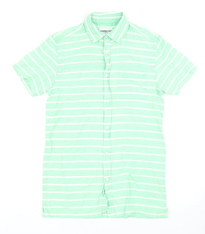Mens UK Size XS Cedar Wood State Green  Button-Up Short Sleeve Casual Shirt