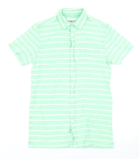 Mens UK Size XS Cedar Wood State Green  Button-Up Short Sleeve Casual Shirt