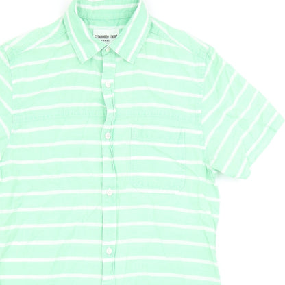Mens UK Size XS Cedar Wood State Green  Button-Up Short Sleeve Casual Shirt