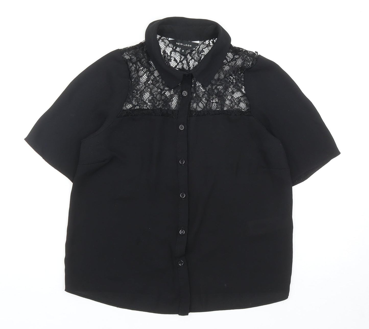 Womens UK Size 6 New Look Black Basic Button-Up