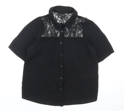Womens UK Size 6 New Look Black Basic Button-Up
