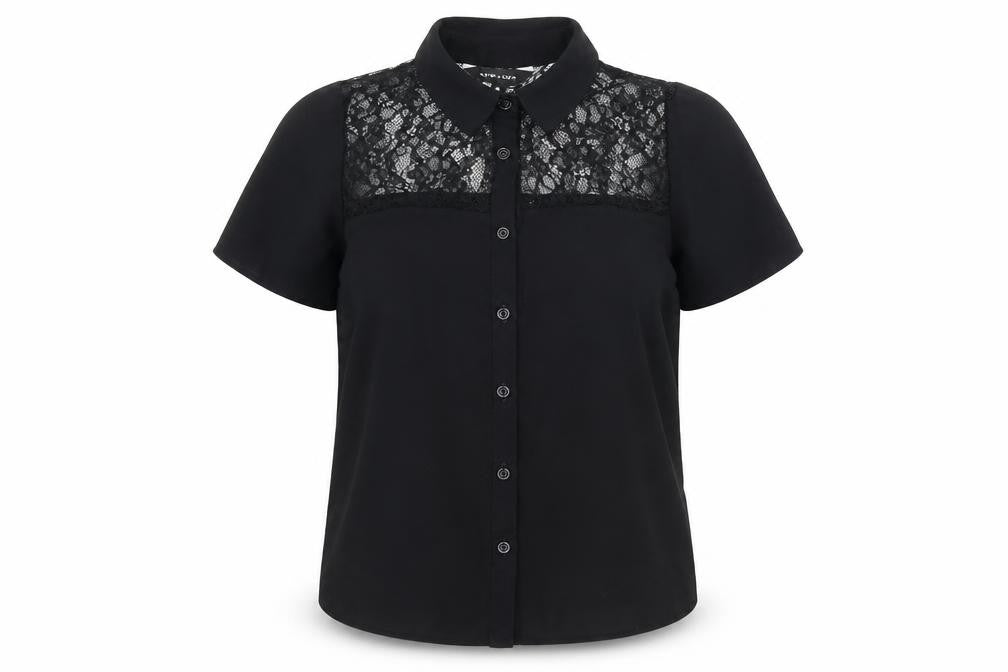 Womens UK Size 6 New Look Black Basic Button-Up