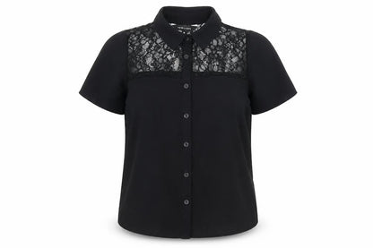 Womens UK Size 6 New Look Black Basic Button-Up