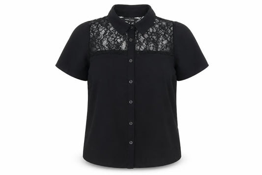 Womens UK Size 6 New Look Black Basic Button-Up
