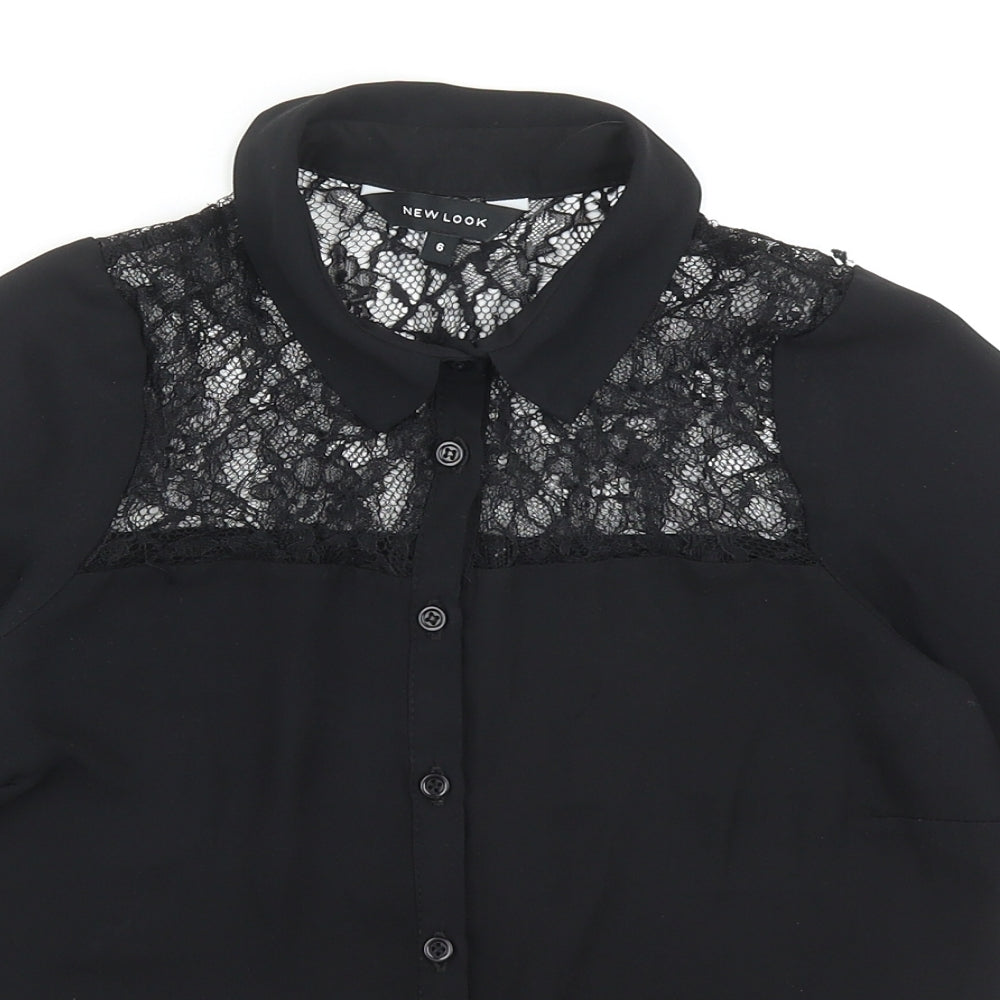 Womens UK Size 6 New Look Black Basic Button-Up