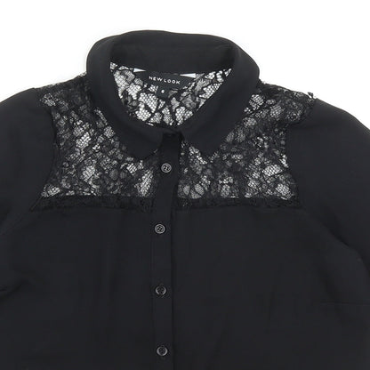 Womens UK Size 6 New Look Black Basic Button-Up