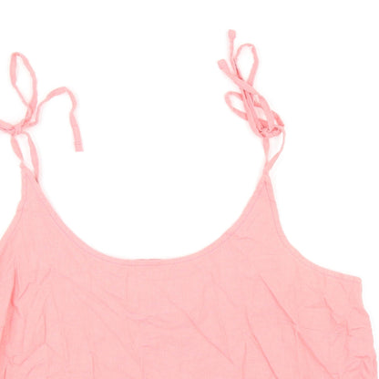 Papaya Womens Pink Linen Camisole Tank Size 12 Scoop Neck - Peplum