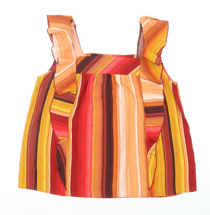 George Womens Multicoloured Striped Polyester Basic Blouse Size 12 Square Neck