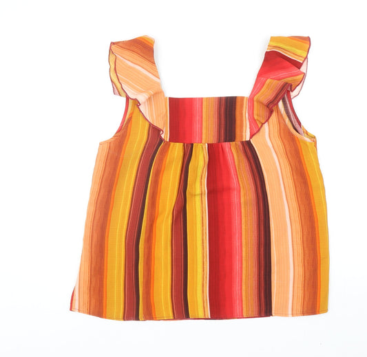 George Womens Multicoloured Striped Polyester Basic Blouse Size 12 Square Neck