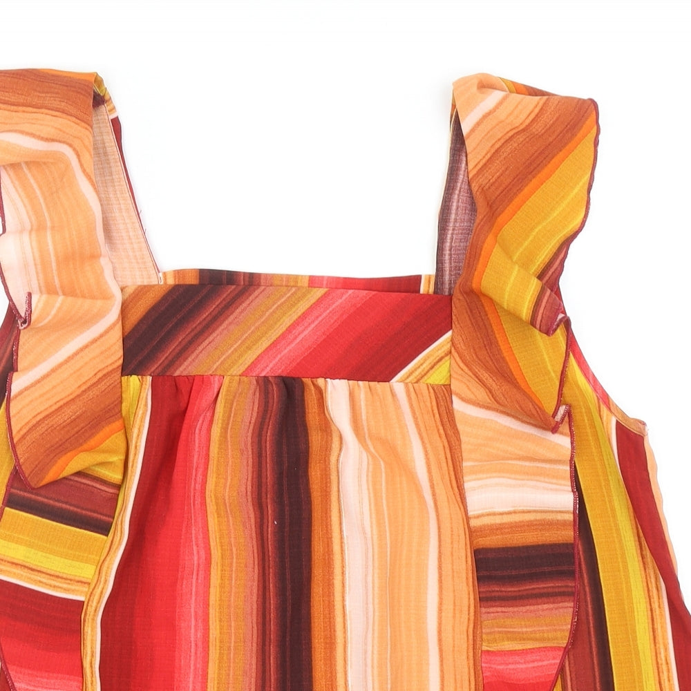 George Womens Multicoloured Striped Polyester Basic Blouse Size 12 Square Neck