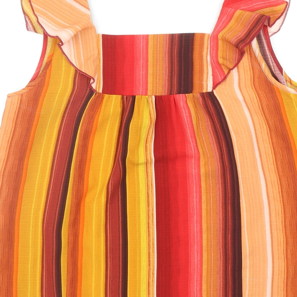 George Womens Multicoloured Striped Polyester Basic Blouse Size 12 Square Neck