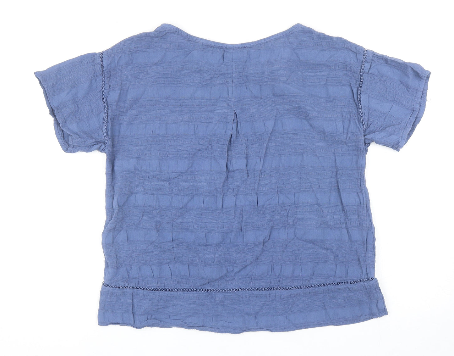 Grand Womens Blue Cotton Basic T-Shirt Size L Boat Neck