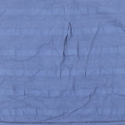Grand Womens Blue Cotton Basic T-Shirt Size L Boat Neck