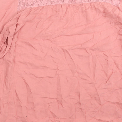 F&F Womens Pink Viscose Basic Blouse Size 10 Crew Neck - Lace Detail