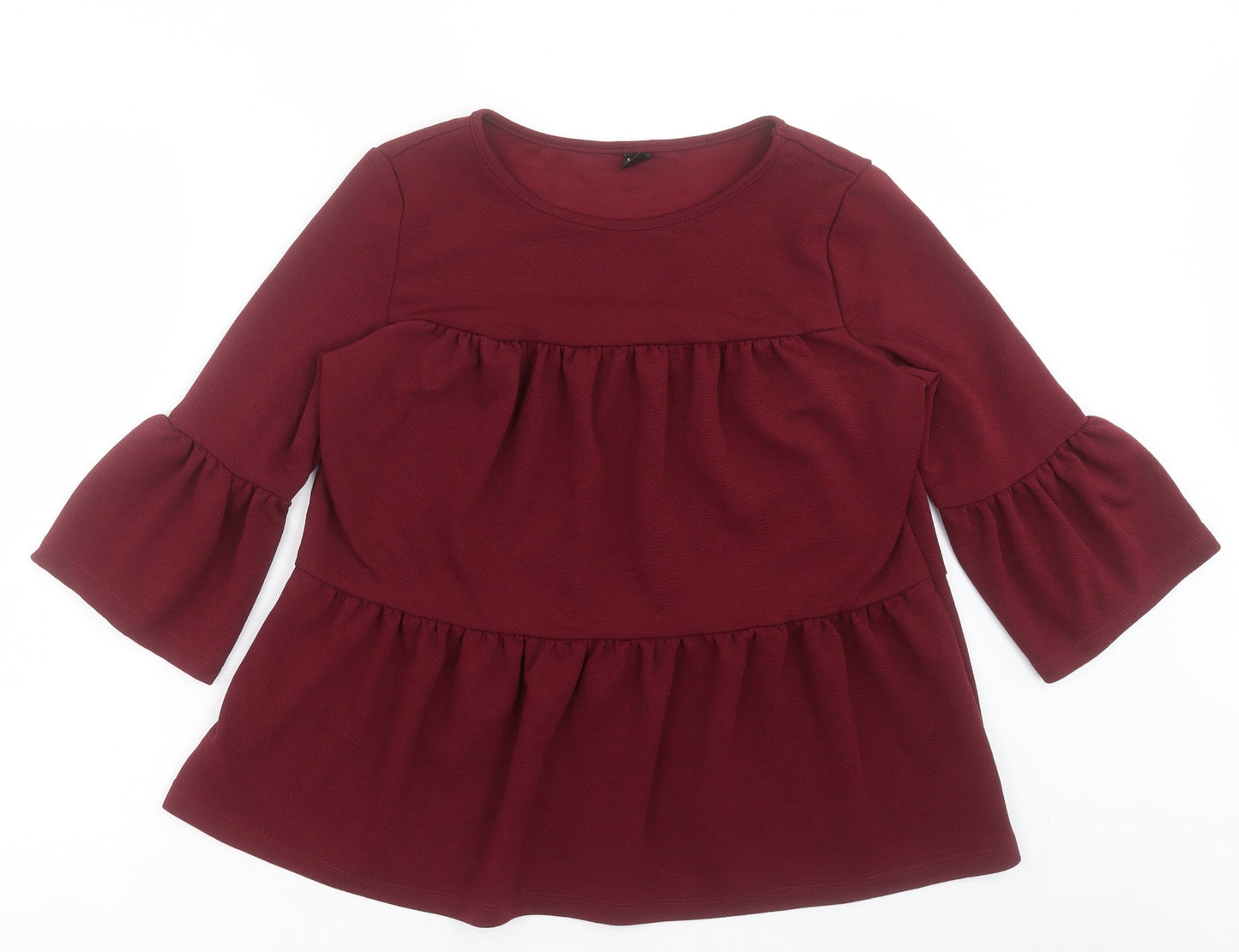 SheIn Womens Red Polyester Basic Blouse Size M Crew Neck