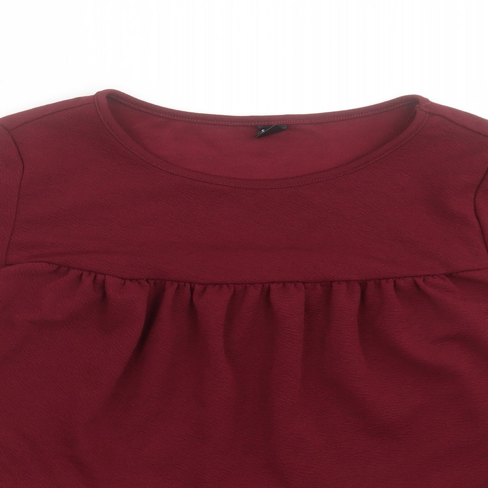 SheIn Womens Red Polyester Basic Blouse Size M Crew Neck