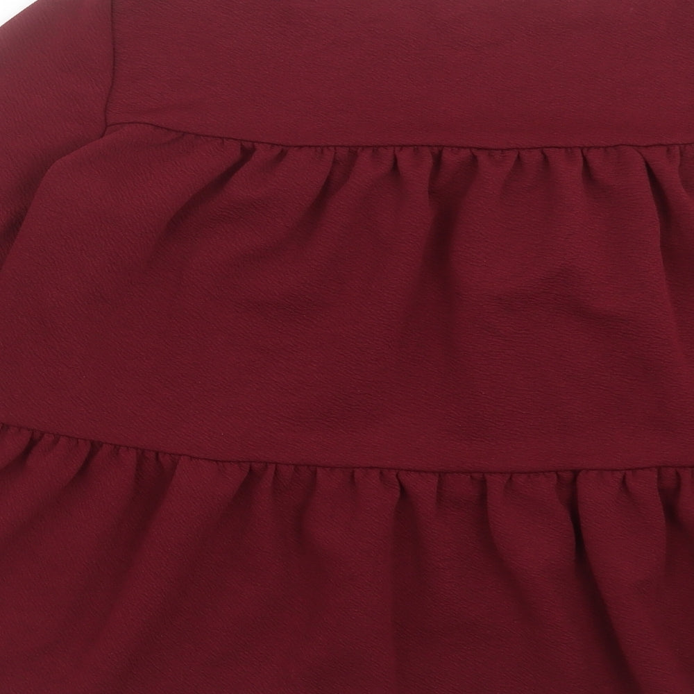 SheIn Womens Red Polyester Basic Blouse Size M Crew Neck