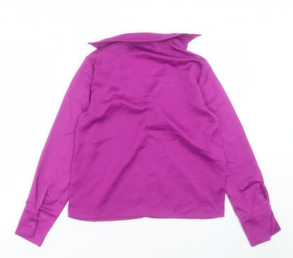 SheIn Womens Purple Polyester Basic Blouse Size S Collared