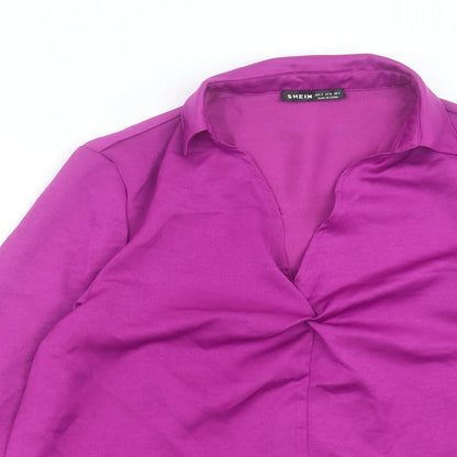 SheIn Womens Purple Polyester Basic Blouse Size S Collared
