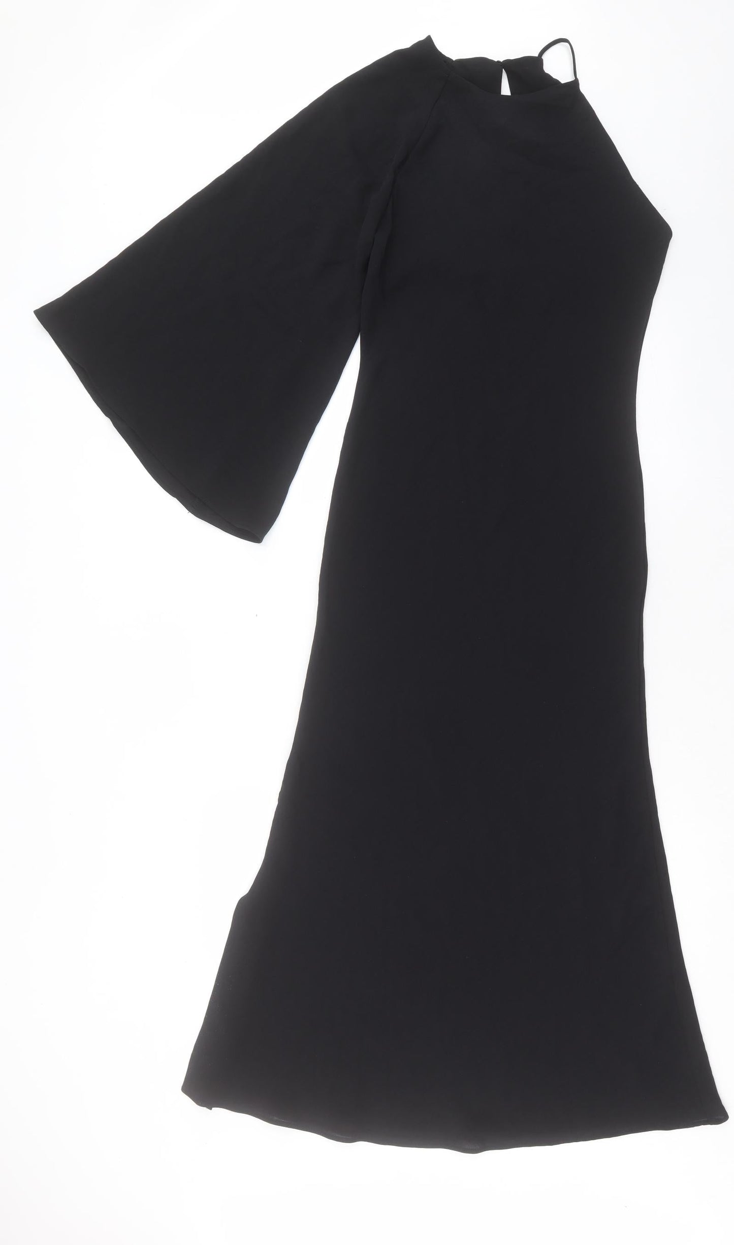 Zara Womens Black Polyester A-Line Size XS Roll Neck Button