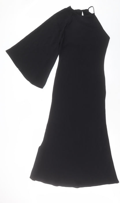 Zara Womens Black Polyester A-Line Size XS Roll Neck Button