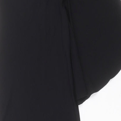 Zara Womens Black Polyester A-Line Size XS Roll Neck Button