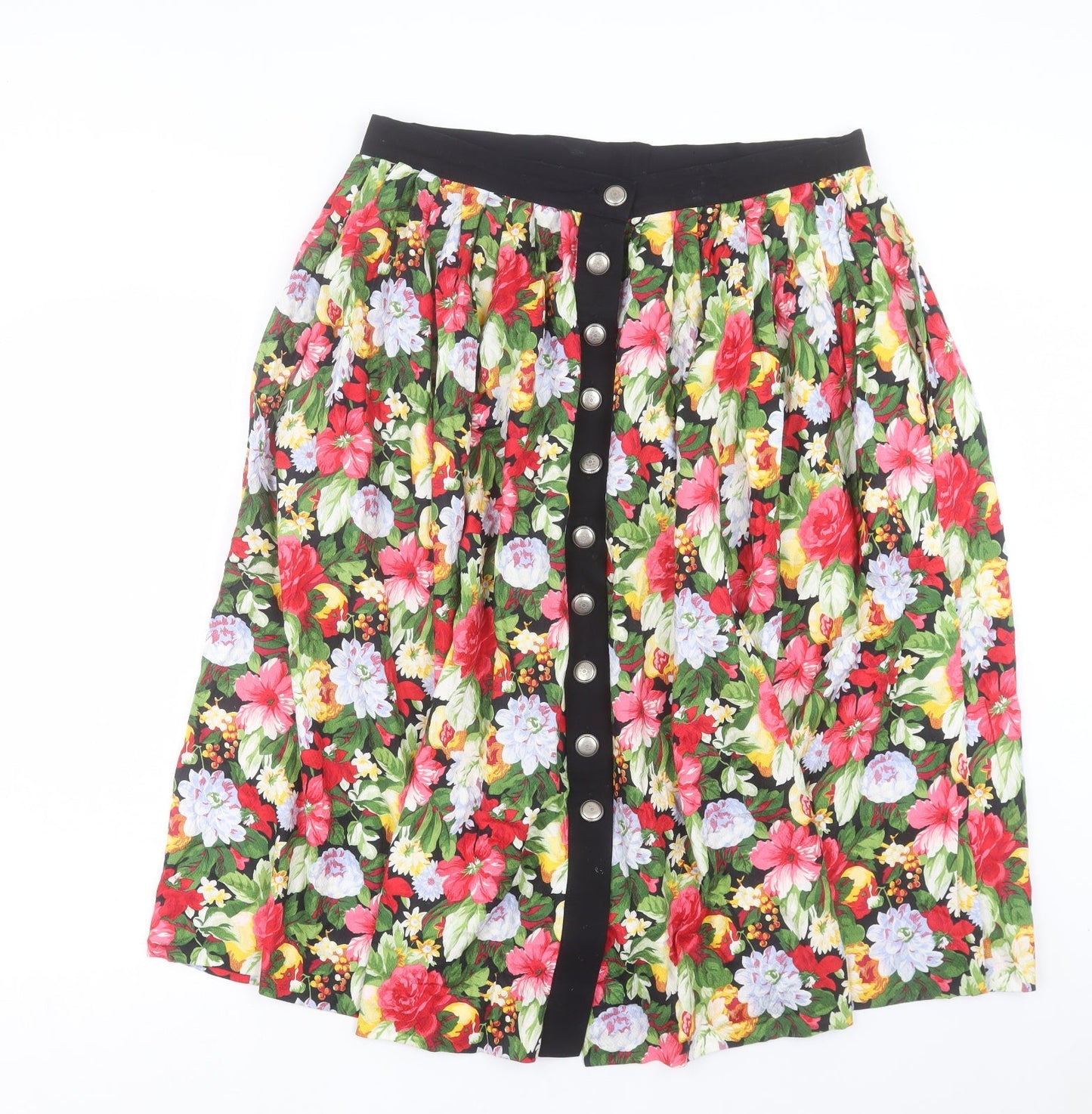 Chiemsee Womens Multicoloured Floral Polyester A-Line Skirt Size 36 in Regular Button